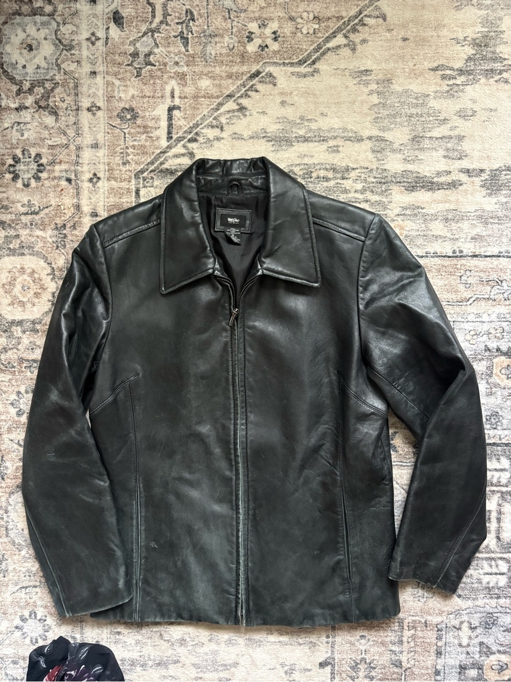 Vintage Y2K 90s black leather jacket size M buttery soft